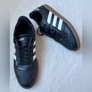 Adidas Black Sneakers with White Stripes Men Size 9